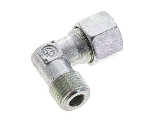 1/2'' NPT Male x 14S Zinc plated Steel 90 deg Elbow Cutting ring 630 Bar DIN 2353