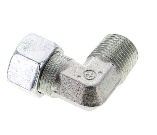 1/2'' NPT Male x 15L Zinc plated Steel 90 deg Elbow Cutting ring 315 Bar DIN 2353