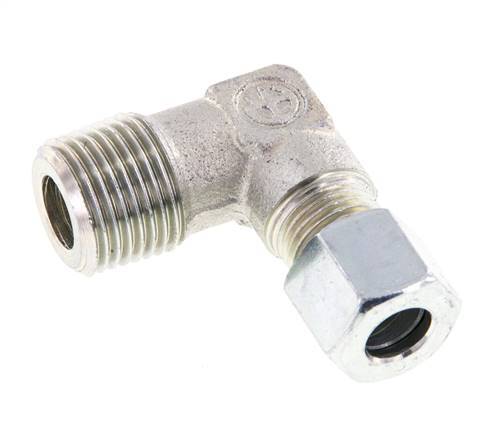 R 1/2'' Male x 10L Zinc plated Steel 90 deg Elbow Fitting 315 Bar DIN 2353