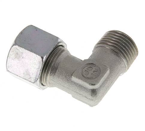 R 1/2'' Male x 14S Zinc plated Steel 90 deg Elbow Fitting 630 Bar DIN 2353