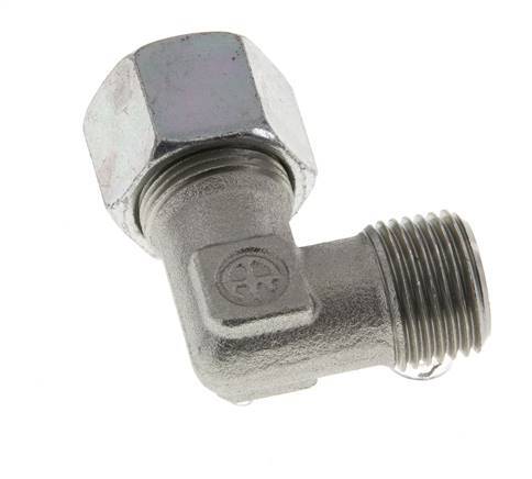 R 1/2'' Male x 14S Zinc plated Steel 90 deg Elbow Fitting 630 Bar DIN 2353