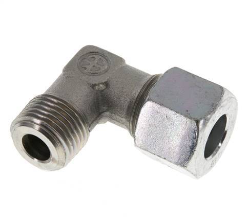 R 1/2'' Male x 14S Zinc plated Steel 90 deg Elbow Fitting 630 Bar DIN 2353