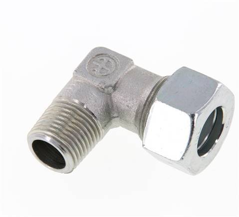 R 1/2'' Male x 18L Zinc plated Steel 90 deg Elbow Fitting 315 Bar DIN 2353