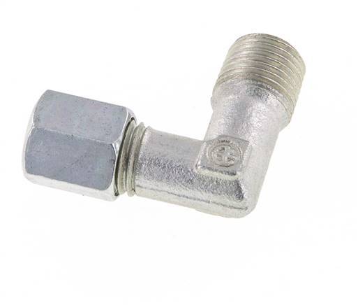 R 1/4'' Male x 6L Zinc plated Steel 90 deg Elbow Fitting 315 Bar DIN 2353