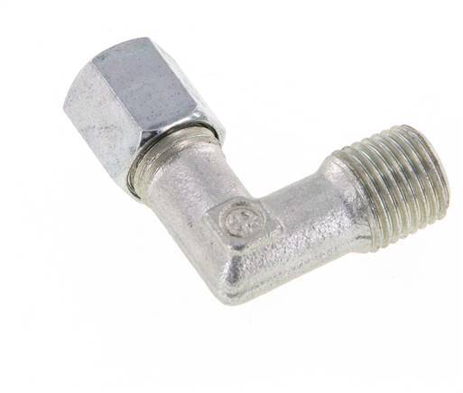 R 1/4'' Male x 6L Zinc plated Steel 90 deg Elbow Fitting 315 Bar DIN 2353