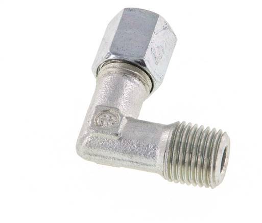 R 1/4'' Male x 6L Zinc plated Steel 90 deg Elbow Fitting 315 Bar DIN 2353