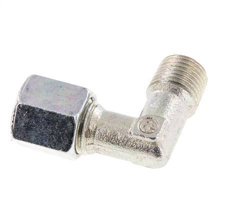 R 1/4'' Male x 6S Zinc plated Steel 90 deg Elbow Fitting 630 Bar DIN 2353