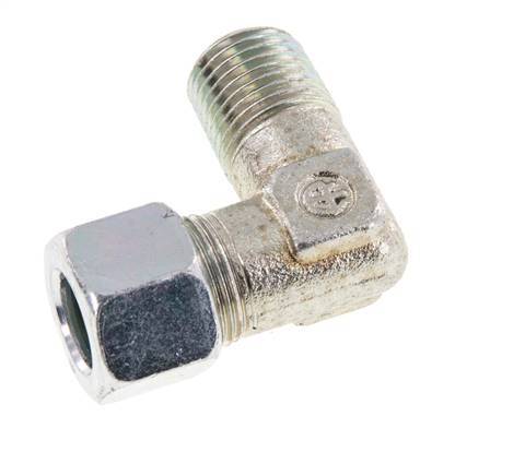 R 1/4'' Male x 10LL Zinc plated Steel 90 deg Elbow Fitting 100 Bar DIN 2353