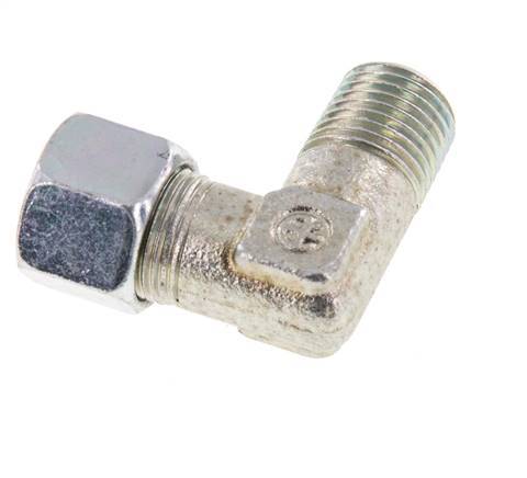 R 1/4'' Male x 10LL Zinc plated Steel 90 deg Elbow Fitting 100 Bar DIN 2353