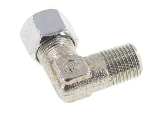 R 1/4'' Male x 10LL Zinc plated Steel 90 deg Elbow Fitting 100 Bar DIN 2353