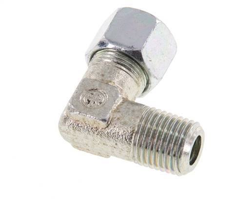 R 1/4'' Male x 10LL Zinc plated Steel 90 deg Elbow Fitting 100 Bar DIN 2353