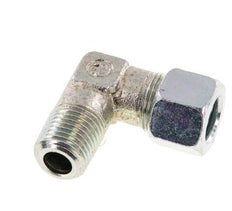 R 1/4'' Male x 10LL Zinc plated Steel 90 deg Elbow Fitting 100 Bar DIN 2353