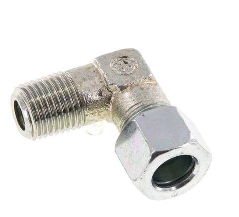 R 1/4'' Male x 10LL Zinc plated Steel 90 deg Elbow Fitting 100 Bar DIN 2353