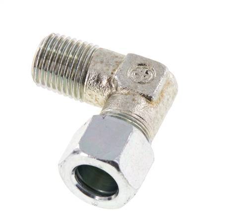 R 1/4'' Male x 10LL Zinc plated Steel 90 deg Elbow Fitting 100 Bar DIN 2353