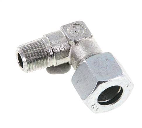 R 1/4'' Male x 12L Zinc plated Steel 90 deg Elbow Fitting 315 Bar DIN 2353