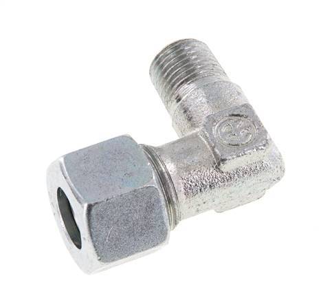 R 1/4'' Male x 12L Zinc plated Steel 90 deg Elbow Fitting 315 Bar DIN 2353