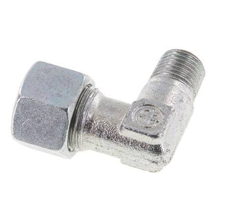 R 1/4'' Male x 12L Zinc plated Steel 90 deg Elbow Fitting 315 Bar DIN 2353