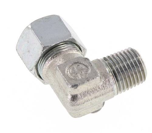 R 1/4'' Male x 12LL Zinc plated Steel 90 deg Elbow Fitting 100 Bar DIN 2353