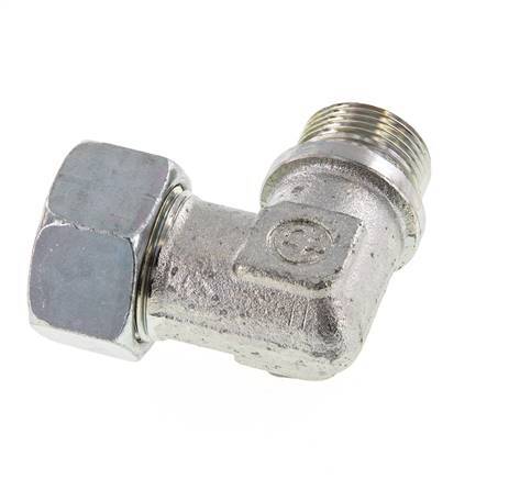 G 3/4'' Male x 22L Zinc plated Steel 90 deg Elbow Fitting 160 Bar DIN 2353