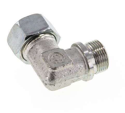G 3/4'' Male x 22L Zinc plated Steel 90 deg Elbow Fitting 160 Bar DIN 2353