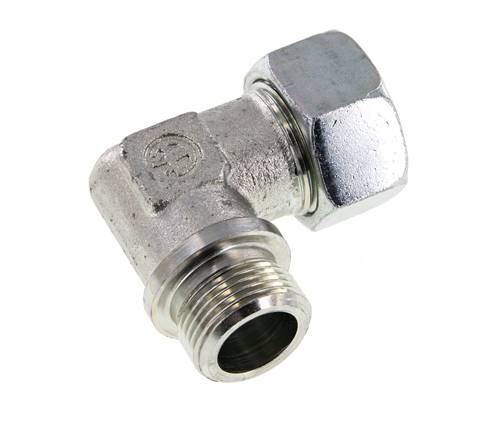 G 3/4'' Male x 22L Zinc plated Steel 90 deg Elbow Fitting 160 Bar DIN 2353