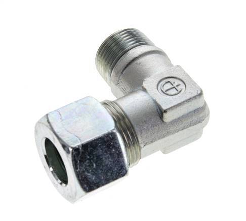 3/4'' NPT Male x 20S Zinc plated Steel 90 deg Elbow Cutting ring 400 Bar DIN 2353