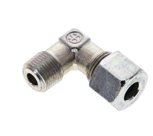 3/8'' NPT Male x 10S Zinc plated Steel 90 deg Elbow Cutting ring 630 Bar DIN 2353