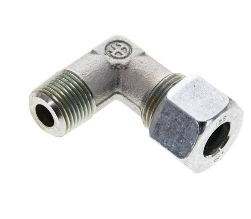 3/8'' NPT Male x 12S Zinc plated Steel 90 deg Elbow Cutting ring 630 Bar DIN 2353