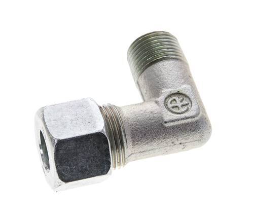 3/8'' NPT Male x 12S Zinc plated Steel 90 deg Elbow Cutting ring 630 Bar DIN 2353