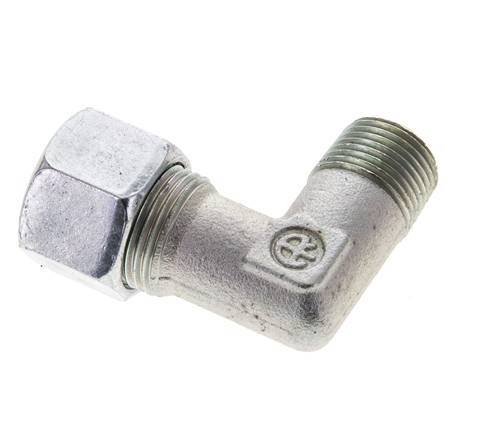 3/8'' NPT Male x 12S Zinc plated Steel 90 deg Elbow Cutting ring 630 Bar DIN 2353