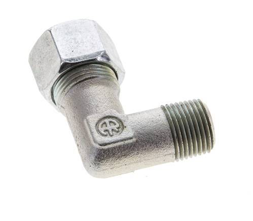 3/8'' NPT Male x 12S Zinc plated Steel 90 deg Elbow Cutting ring 630 Bar DIN 2353