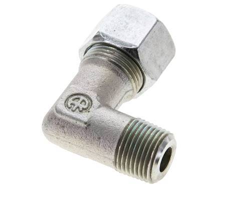 3/8'' NPT Male x 12S Zinc plated Steel 90 deg Elbow Cutting ring 630 Bar DIN 2353