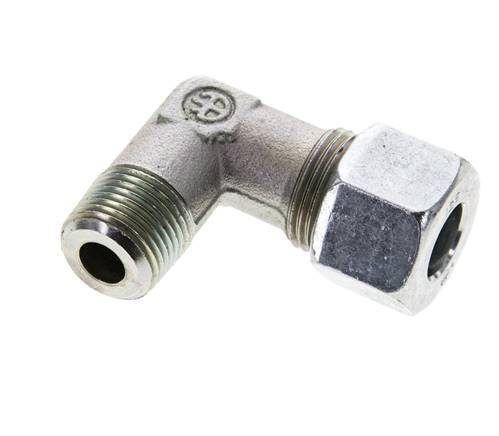 3/8'' NPT Male x 12S Zinc plated Steel 90 deg Elbow Cutting ring 630 Bar DIN 2353