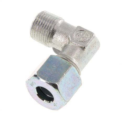R 3/8'' Male x 10S Zinc plated Steel 90 deg Elbow Fitting 630 Bar DIN 2353