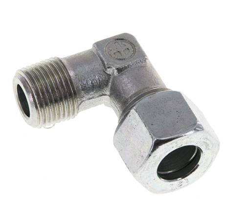 R 3/8'' Male x 12L Zinc plated Steel 90 deg Elbow Fitting 315 Bar DIN 2353