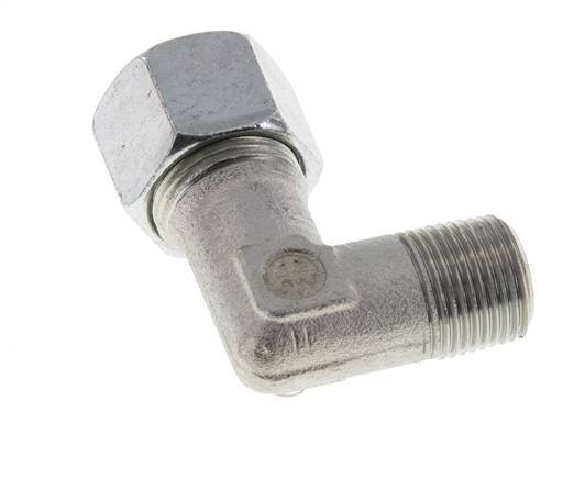 R 3/8'' Male x 12S Zinc plated Steel 90 deg Elbow Fitting 630 Bar DIN 2353