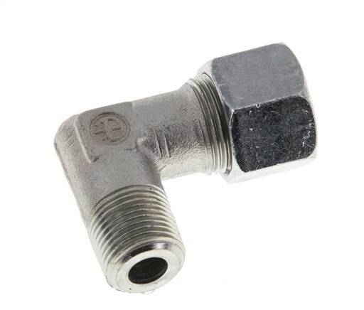 R 3/8'' Male x 12S Zinc plated Steel 90 deg Elbow Fitting 630 Bar DIN 2353