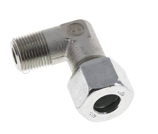 R 3/8'' Male x 12S Zinc plated Steel 90 deg Elbow Fitting 630 Bar DIN 2353