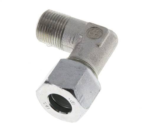 R 3/8'' Male x 12S Zinc plated Steel 90 deg Elbow Fitting 630 Bar DIN 2353
