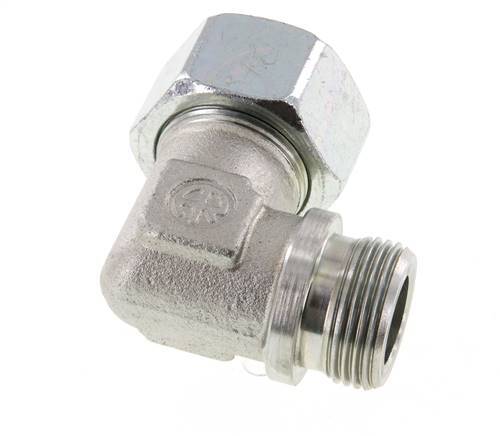 G 1'' Male x 25S Zinc plated Steel 90 deg Elbow Fitting 400 Bar DIN 2353