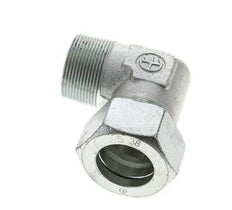 1 1/2'' NPT Male x 38S Zinc plated Steel 90 deg Elbow Cutting ring 315 Bar DIN 2353