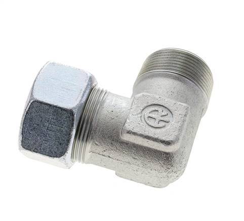 1 1/4'' NPT Male x 30S Zinc plated Steel 90 deg Elbow Cutting ring 400 Bar DIN 2353