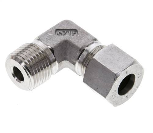 1/2'' NPT Male x 12S Stainless steel 90 deg Elbow Cutting ring 630 Bar DIN 2353