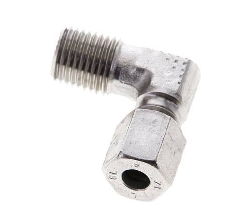 1/4'' NPT Male x 6L Stainless steel 90 deg Elbow Cutting ring 315 Bar DIN 2353