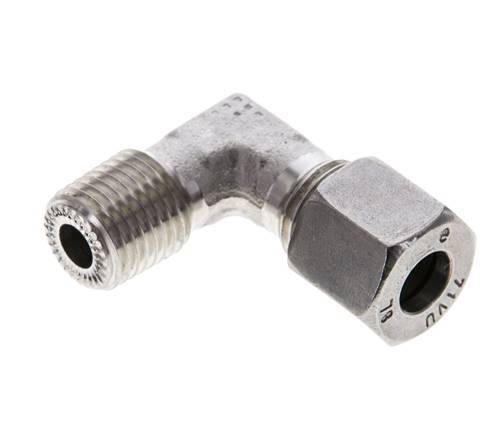 1/4'' NPT Male x 8L Stainless steel 90 deg Elbow Cutting ring 315 Bar DIN 2353