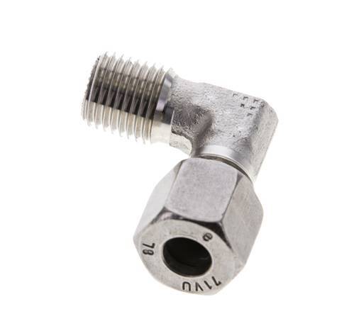 1/4'' NPT Male x 8L Stainless steel 90 deg Elbow Cutting ring 315 Bar DIN 2353