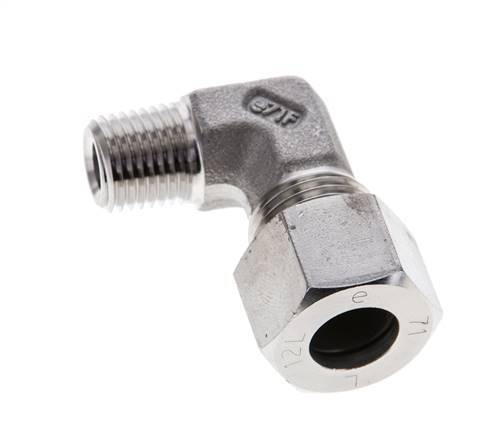 1/4'' NPT Male x 12L Stainless steel 90 deg Elbow Cutting ring 315 Bar DIN 2353