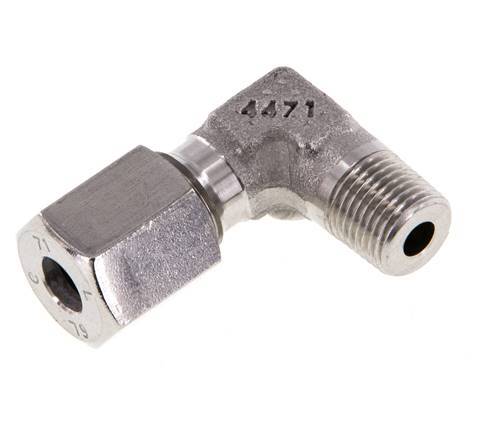 R 1/8'' Male x 6L Stainless steel 90 deg Elbow Fitting 315 Bar DIN 2353