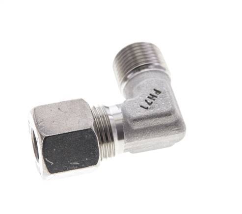 3/8'' NPT Male x 10S Stainless steel 90 deg Elbow Cutting ring 630 Bar DIN 2353