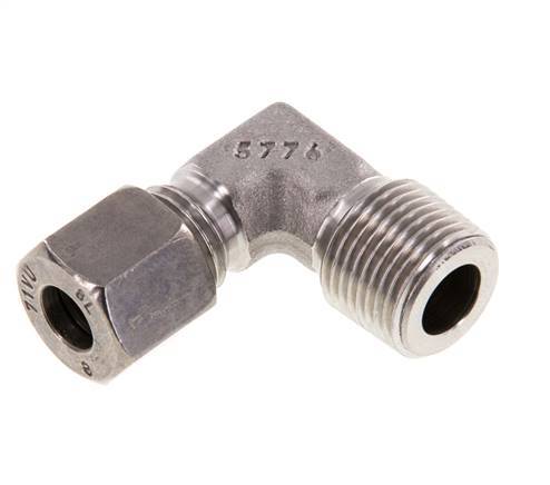 R 3/8'' Male x 8L Stainless steel 90 deg Elbow Fitting 315 Bar DIN 2353